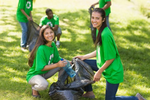 Different types of business waste materials sorted for recycling